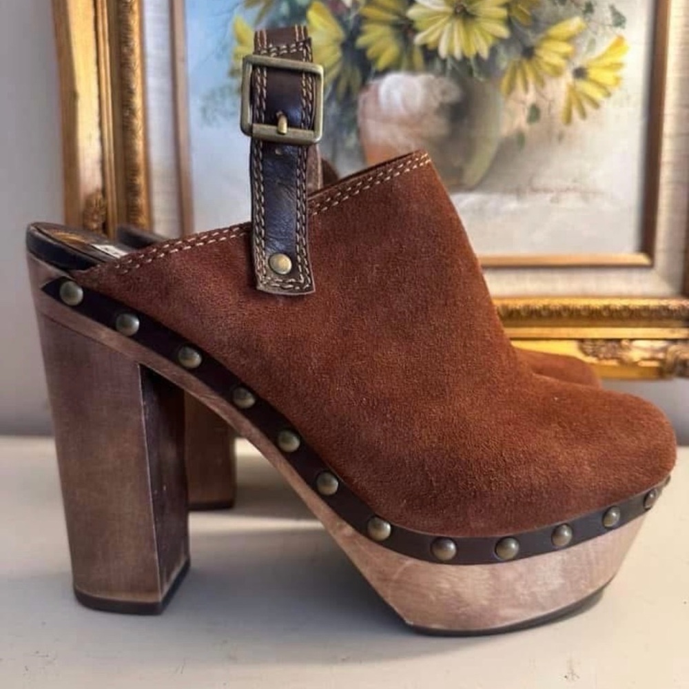 Steve Madden Carnee Suede & Wood Sling Back Size 10
